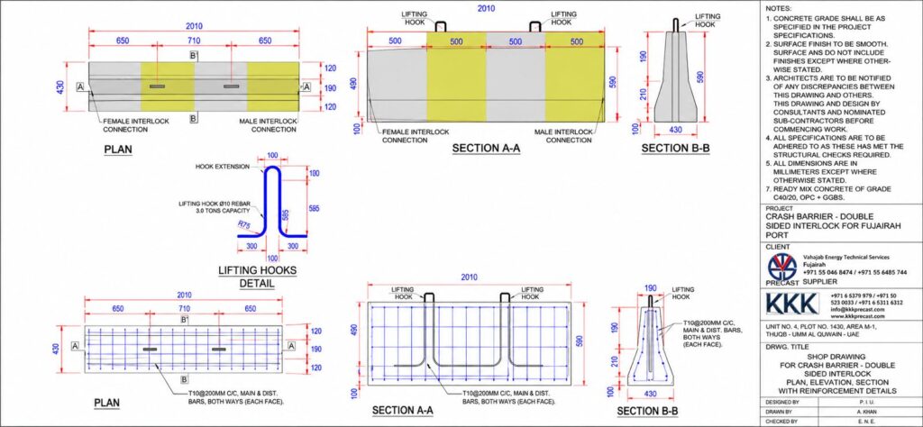 Technical Drawings for concrete barrier